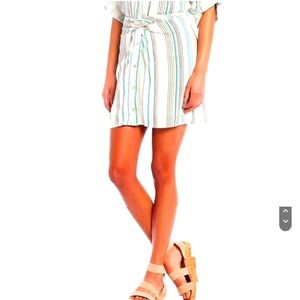 Love & Piece Skirt, Women's / Juniors Size XL, White with Green & Pink Stripes